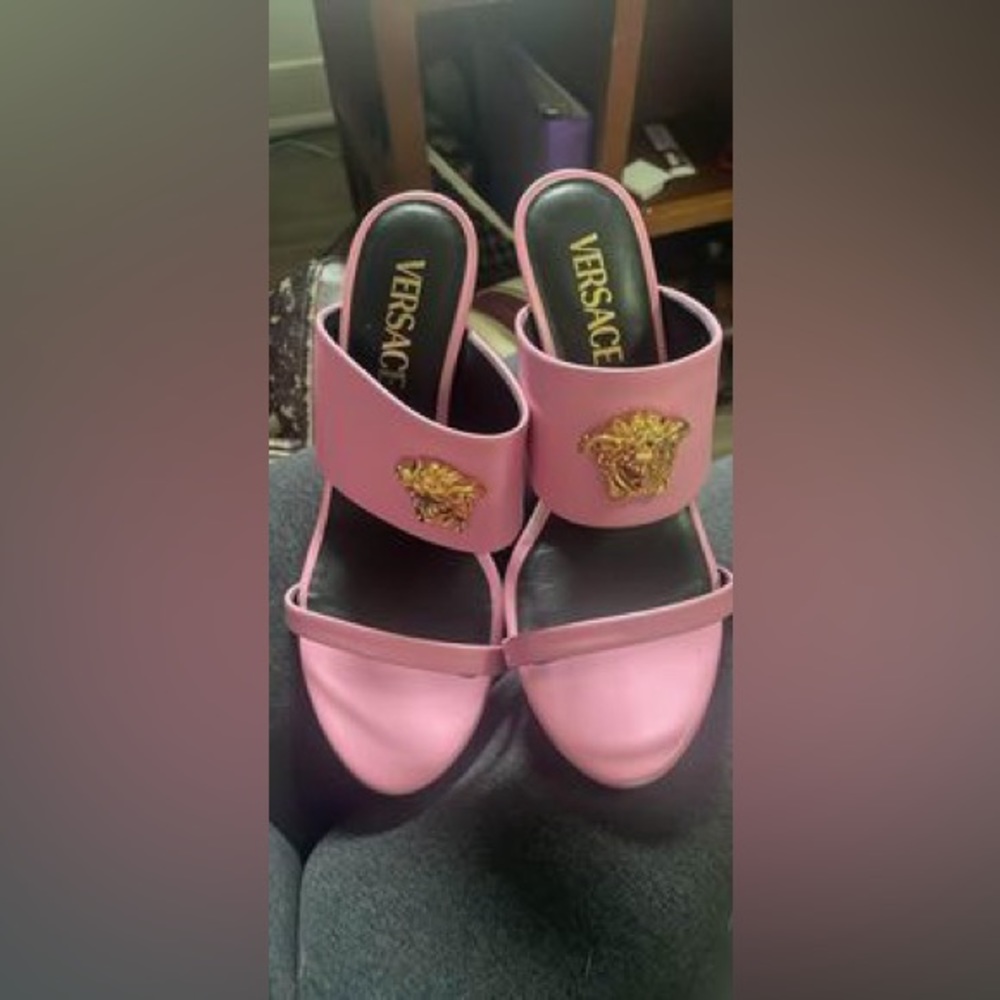 Bubblegum pink Versace heels